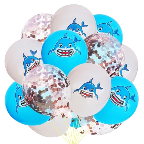 TOYANDONA 15 Stück 10 Kindergeburtstag Ballon Konfetti-luftballons-kit Kinderparty Ballon Tierdekorationsballon Hai-latexballon Cartoon-latexballon Party-deko-ballon Karikatur Baby Suite von TOYANDONA