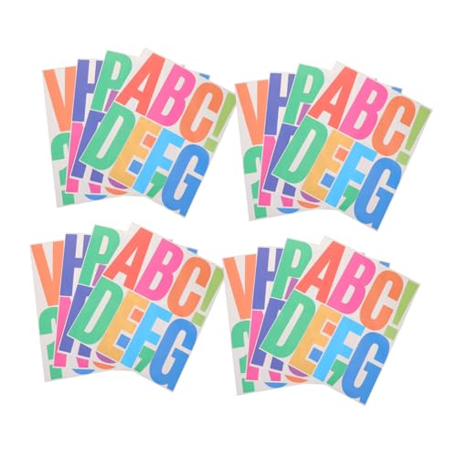 TOYANDONA 16 Blatt wasserdichte Alphabet Aufkleber Selbstklebend Farbige Buchstaben für DIY Party Wand Innen Außen ohne Rückstände Entfernbare Sticker Set von TOYANDONA