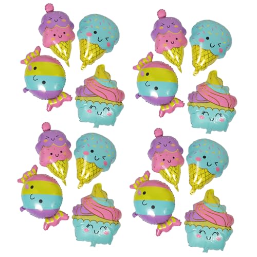 TOYANDONA 16 Stück Süßigkeiten Aluminiumfolienballon Pfefferminzbonbonsballons Feiern Sie Aluminiumfolienballons Ballons mit Eistüten Folienballons mit Süßigkeiten Bonbonwirbel Luftballons von TOYANDONA