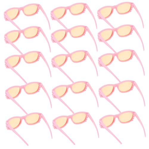TOYANDONA 16 Stück Teiliges Puppen Sonnenbrillen aus Leichtem Strapazierfähigem Kunststoff Mini Doll Brillen für DIY Bastelprojekte und Puppenhausdekoration Rosa Eyewear Zubehör von TOYANDONA