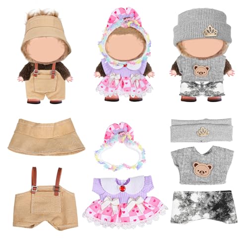 TOYANDONA 17 cm Puppenkleidungs-Outfit: 3-teiliges Puppen-ankleide-Outfit mit Hut- Und Overall-Set + Stirnband-Rock-Set + Strickmütze, Pullover, Kostümzubehör, Kawaii-Kleidung zum Anziehen im TOYANDONA 17 cm Puppenkleidungs-Outfit: 3-teiliges Puppen-ankleide-Outfit mit Hut- Und Overall-Set + Stirnband-Rock-Set + Strickmütze, Pullover, Kostümzubehör, Kawaii-Kleidung zum Anziehen im von TOYANDONA