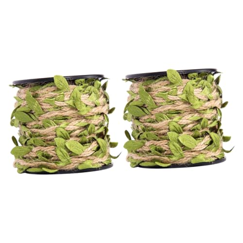 TOYANDONA 2 Rollen Künstliche Rattan Kordel Grüne DIY Bastelschnur mit Blättern Wasserfest Reißfest Vielseitig für Wanddeko Hochzeit Geschenkverpackung Gartendekoration von TOYANDONA