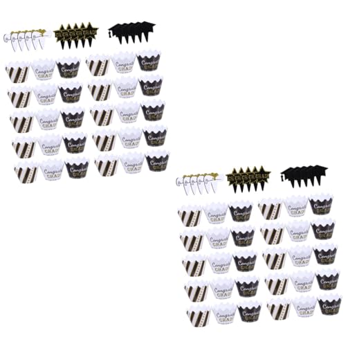 TOYANDONA 2 Sätze Abschlusstorte Umgeben Abschluss-kuchenaufsatz Dekorationen Cupcake-topper 2021 Glücklich Herzlichen Glückwunsch Grad Cake Topper Abschlussfeier Gold Papier 24 Stück * 2 TOYANDONA 2 Sätze Abschlusstorte Umgeben Abschluss-kuchenaufsatz Dekorationen Cupcake-topper 2021 Glücklich Herzlichen Glückwunsch Grad Cake Topper Abschlussfeier Gold Papier 24 Stück * 2 von TOYANDONA