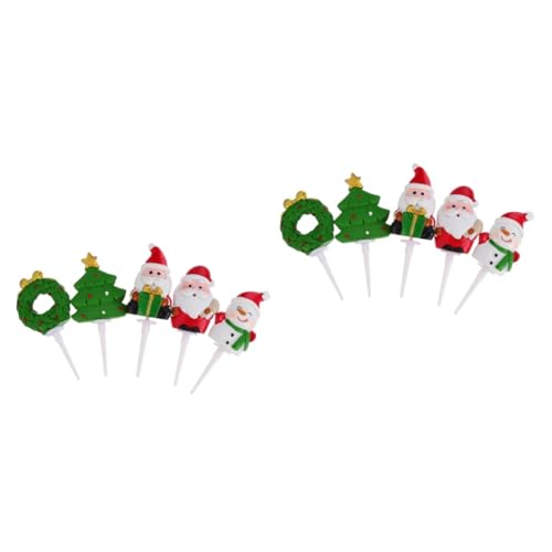 TOYANDONA 2 Sätze Add- Zum Dekorieren Von Kuchen Cupcake-topper Für Weihnachten Zubehör Für Die Kuchendekoration Weihnachtskuchen Topper Weihnachtsfondant Weihnachtsdeko Harz 5 Stück * 2 von TOYANDONA