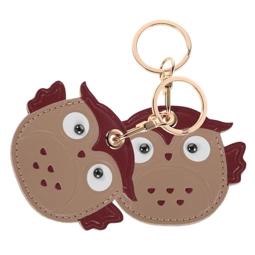 TOYANDONA 2 Stück Cartoon Eule Schlüsselanhänger mit PU Leder Kartenhalter und Schlüsselring Niedliches Tier Pendant für Frauen Rucksack Handtasche und Zubehör von TOYANDONA