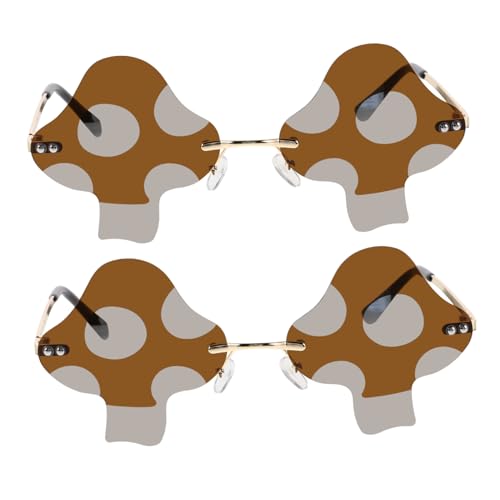 TOYANDONA 2 Stück Einzigartige Randlose Rahmenlose Brille für Kostümpartys und Halloween Cartoon Mushroom Brille als Foto Requisiten von TOYANDONA