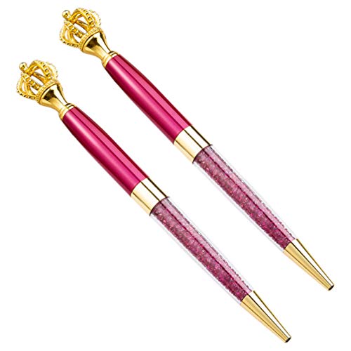TOYANDONA 2 Stück Krone Kugelschreiber Kreative Bling Bling Rollerball Stift Dekorative Schreibgel Tinte Stifte Schreibwaren für Kinder Student Erwachsene (Zufällige Farbe) von TOYANDONA