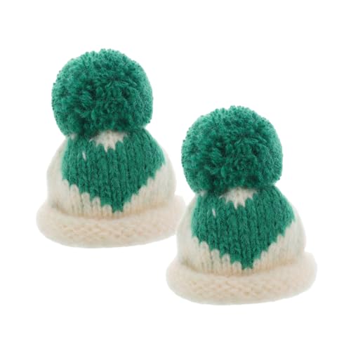 TOYANDONA 2 Stück Mini-strickmütze Puppenhutzubehör Kleine Strickmützen Puppenhüte Weihnachten Projekt Ostern Osterschmuck Selber Machen Dekoration Gestrickte Puppenmützen Wolle Stricken von TOYANDONA