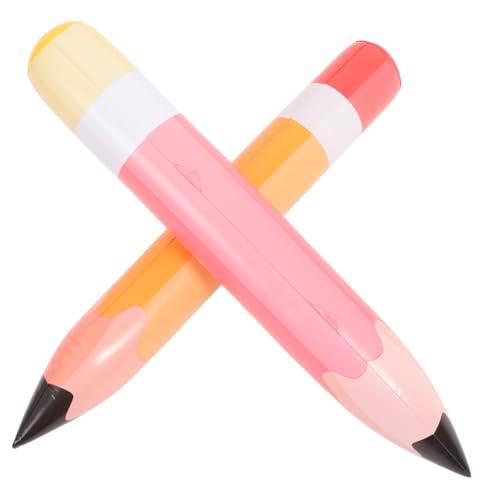TOYANDONA 2 Stück Riesige Aufblasbare Bleistifte Lustige Deko für Geburtstagsfeiern PVC Bleistift Ballons Rot und Orange für Schulabschluss und Fotorequisiten von TOYANDONA