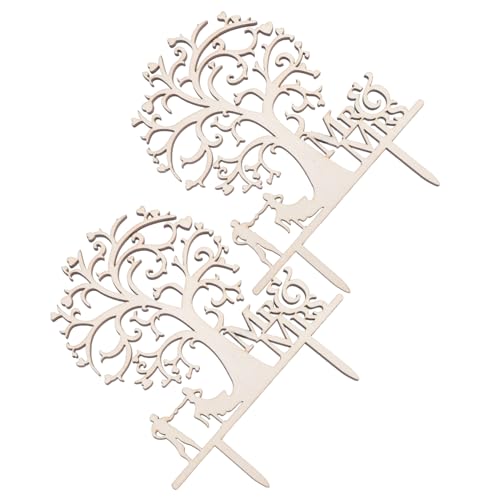 TOYANDONA 2 Stück Teiliges Holzschild für Braut und Bräutigam Einzigartige Tortenaufsätze für Hochzeits und Jubiläumsfeiern von TOYANDONA