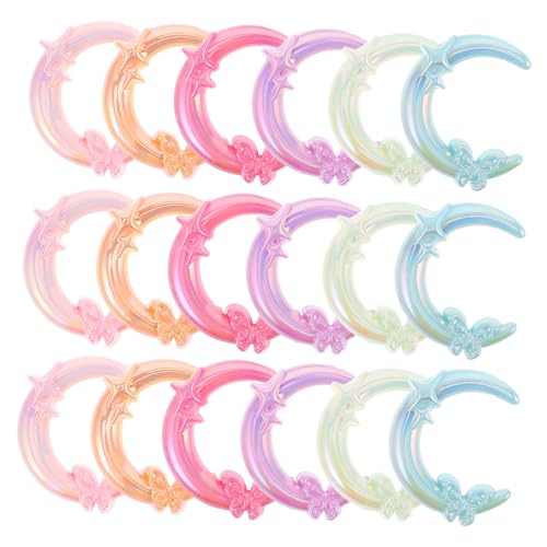 TOYANDONA 20 Stück Acryl Mondperlen für Diy Handarbeiten Schlüsselanhänger Stifte und Armbänder Einzigartiges Design mit Sternen und Schmetterlingen von TOYANDONA