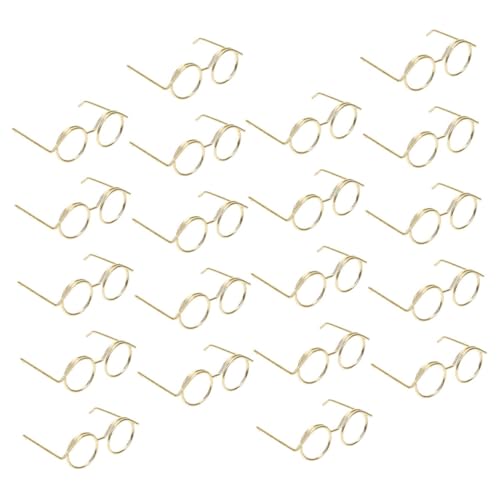 TOYANDONA 20 Stück Mini-Brillenspielzeug Puppen Kleidung für puppenkleidung Puppen-Partyzubehör einmachgläser mini Puppenbrillen DIY-Puppenbrille Brille zum Anziehen der Puppe Metall Golden von TOYANDONA
