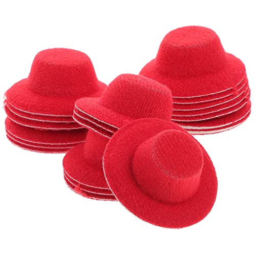 TOYANDONA 20 Stück Mini-Hut Kleine Hüte Miniaturhut Puppe Winzige Hüte Puppe Kleiner Hut Puppenhüte Miniaturhüte Zum Basteln Puppenzubehör Stoff Rot von TOYANDONA