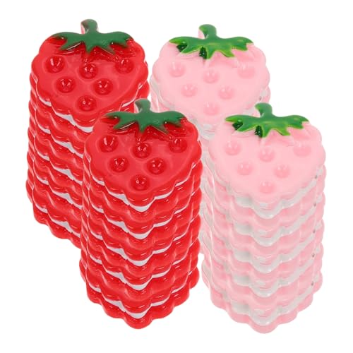 TOYANDONA Realistische Erdbeer-keks- 20 Stück Mini-Harz-Dekorationen Für Projekte Haar-Accessoires von TOYANDONA