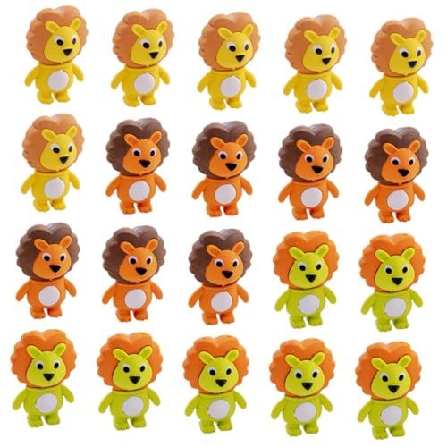 TOYANDONA 20 Stück Teiliges Niedliche Löwen Radiergummis für Schüler Lustige Mini Radiergummis Sichere Materialien Geschenk für Mädchen Jungen Schulbedarf Party Mitgebsel Zufällige Farbe von TOYANDONA