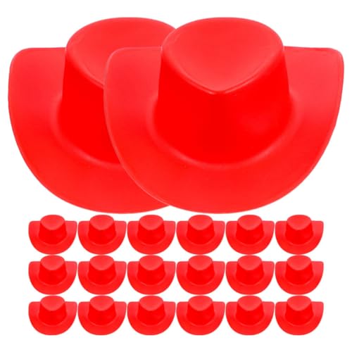 TOYANDONA 20St Mini-Western-Cowboyhut Puppenhüte Mini-Zylinder Western-Cowboy-Hut rosafarbener Cowboyhut für puppenkleidung Puppenhut Puppenhauslieferungen dekorative Miniaturhüte Plastik von TOYANDONA