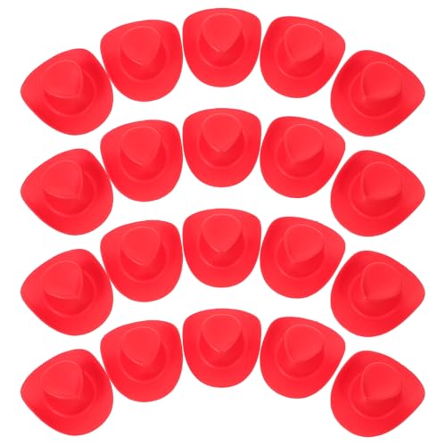 TOYANDONA 20st Kleine Hüte Miniaturhüte Für Partys Weißer Cowgirlhut Mini-Sachen Miniaturhut Puppenhüte Mini-hüte Cowgirlhüte Frauen Rosafarbener Cowgirlhut Cowgirl-Hut Mall-Hut Rot Plastik von TOYANDONA