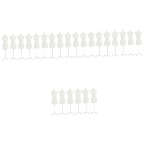 TOYANDONA 24 STK Halterung Spielhaus Kleidung Mini-kleiderständer Puppenkleiderständer Klarer Puppenständer Klarer Stand Modell des Menschlichen Körpers Modelle Rock Weiß Plastik Mädchen von TOYANDONA