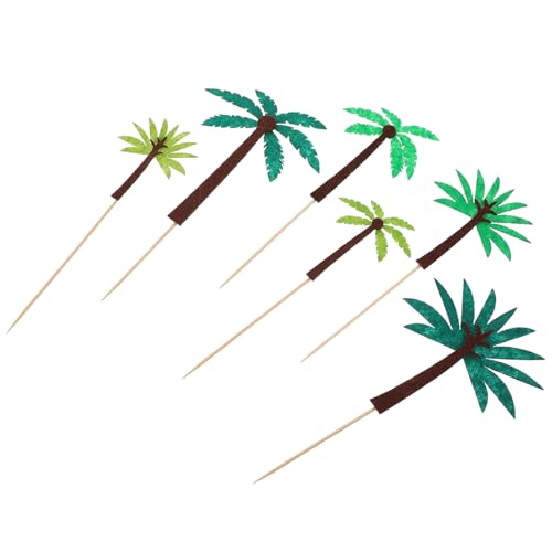 TOYANDONA 24 Stück Teiliges Cake Topper mit Palmblatt Kokosnussbaum motiven Bunte Hawaii Party Tortendeko Dekorative Kuchenstecker für Geburtstag Brautparty und Dessertgestaltung von TOYANDONA