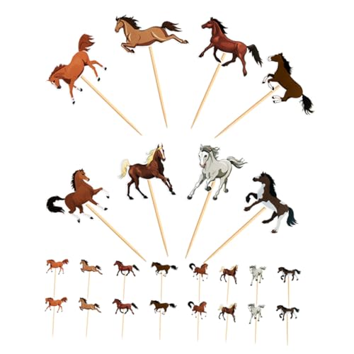 TOYANDONA 24 Stück Teiliges Pferde Cake Topper Farm Animal Geburtstagsdekoration Einfache Anwendung Vielseitig Einsetzbar für Kuchen und Muffins Partydekoration für Kindergeburtstag und von TOYANDONA