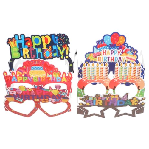 TOYANDONA 24St Geburtstagsbrille Gläser Geburtstagsparty-Brille Alles zum Geburtstag Fotokabinen-Requisiten lustige Papierbrille Gefälligkeiten für Geburtstagsfeiern bilden schmücken Kind von TOYANDONA