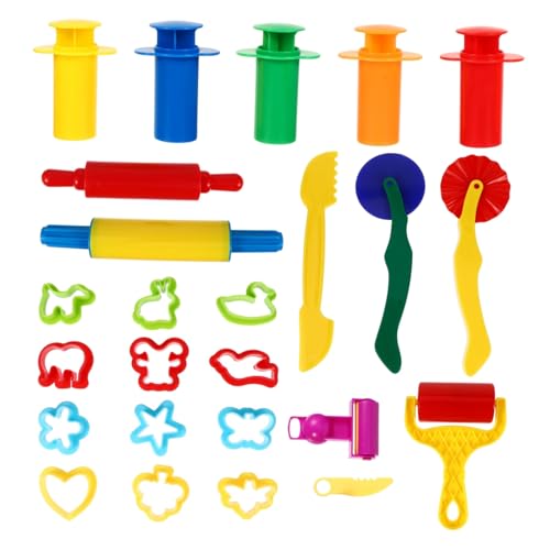 TOYANDONA 25 Stück Teiliges Knetwerkzeug Set für Buntes Modelliermasse Zubehör mit Formen und Extruder Sicher und Praktisch Fördert Kreativität und Hand Auge Koordination für Junge Mädchen von TOYANDONA