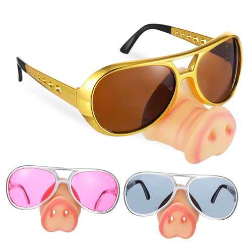 TOYANDONA 3 Lustige Brille alberne Sonnenbrille für Erwachsene Cosplay Brille Neuheit Schweinenasenbrille Kostüm Neuartige Sonnenbrille Spielbrille Plastik von TOYANDONA