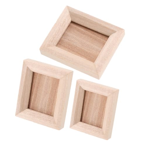 TOYANDONA 3 Stück Mini Fotorahmen Ornamente Mini Puppenhaus Fotorahmen DIY Miniaturhaus Bausatz Puppenhaus Fotorahmen Modell Puppenhaus Gemälde Bilderrahmen Mini Dekoration Holz von TOYANDONA