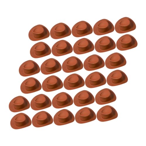 TOYANDONA 30 Stück Teiliges Mini Cowboyhut Kleine Dekorative Partyhüte aus Kunststoff in Schokoladenbraun Vielseitige Mini Hut Dekoration für Kuchen Puppen und Festliche Anlässe von TOYANDONA