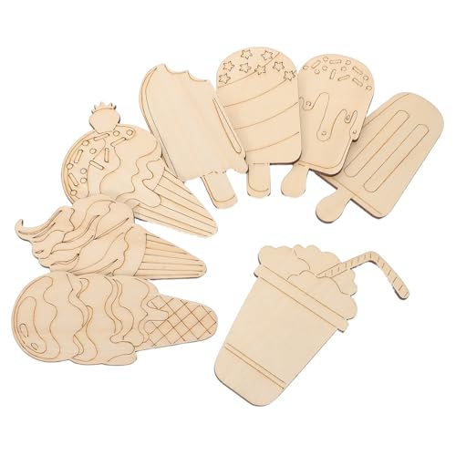 TOYANDONA 32 Stück Teiliges Holz Eiscreme Schablonen Unbehandelte Blanko Holzscheiben für Diy Sommerparty Dekoration mit Glatter Oberfläche und Kindersicherem Design von TOYANDONA
