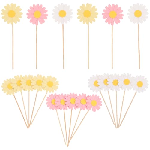 TOYANDONA 36 Stück Cupcake-Topper Mit Gänseblümchenmotiv: Kuchendekoration Mit Gänseblümchenmotiv Farbenfrohe Cupcake-Picker Mit Blumenmotiv – Tragbar Und Einfach Zu Verwenden – von TOYANDONA