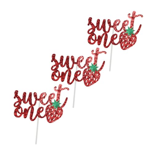 TOYANDONA 3St Kucheneinsatz schöne Foto-Requisiten Babyartikel Erdbeer-Cupcake-Topper Obst hochzeitsdeko Fruchtdekore Fruchteinlagen empfindlich Einfügung Zylinder Fruchtstäbchen schmücken von TOYANDONA
