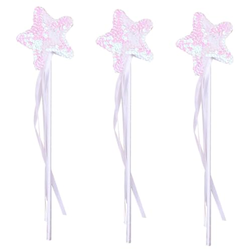 TOYANDONA 3St Zauberstab Fee für Mädchen Ballettröckchen Kinderspielzeug Chiffonband Korb Fairy Wand kinderkostüme Kinderfeenstöcke Zauberstäbe für Mädchen Plastik Weiß von TOYANDONA