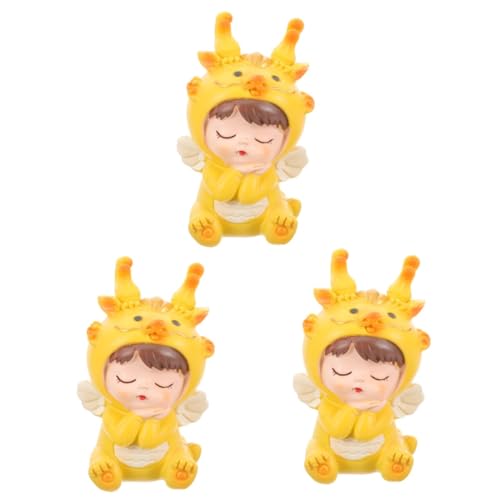 TOYANDONA 3st Neujahr Longbao Geburtstag Backdekoration Kuchen Ornamente Kinderzimmer Desktop Puppe Auto Mittelkonsole (sweet Dream Dragon) 1 Kommode Sparschwein- Harz von TOYANDONA
