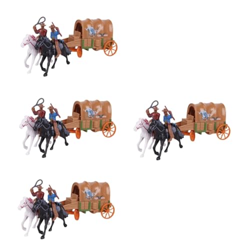 TOYANDONA 4 Sätze Western-Cowboy-Figur Wildwestfiguren Tischdekoration Pferdestatuendekoration Und Indianerspielzeug Schreibtischaufsatz Modelle Plastik Miniatur Lieferungen von TOYANDONA