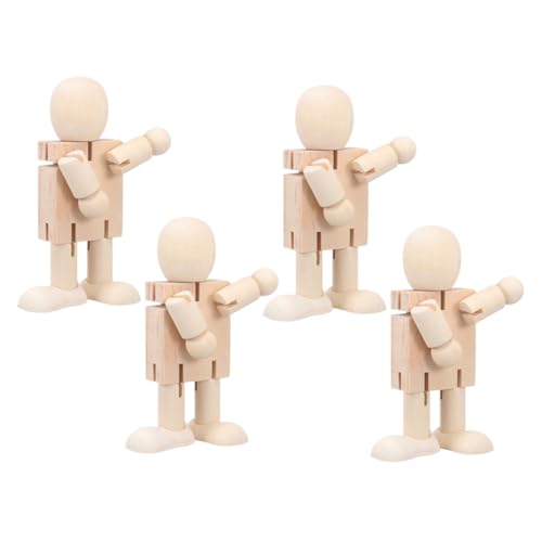 TOYANDONA 4 Stück Leerer Bemalbare Puppenfigur Holzpflockmenschen Menschenfiguren Aus Holz Unvollendete Holzfiguren Holzroboterpuppe Spielzeuge Kind Hölzern Kleiner Roboter Einstellbar von TOYANDONA