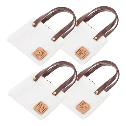 TOYANDONA 4 Stück Miniatur Tragetaschen Blanko Stoffhandtaschen Dekoration – Mini Schultertaschen Aus Canvas Für Puppen – Simulations Schultertasche DIY Zubehör von TOYANDONA