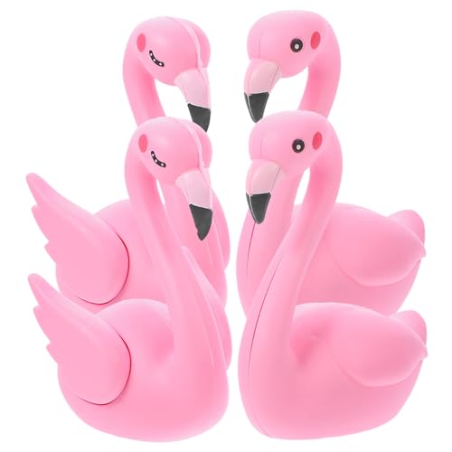 TOYANDONA 4 Stück Miniaturdekoration Flamingo-Kuchenverzierungen Vinyl Handwerk Figur weihnachtsdeko Cartoon-Dekoration Flamingo-Handwerk Karikatur Kunsthandwerk Dekorationen schmücken von TOYANDONA