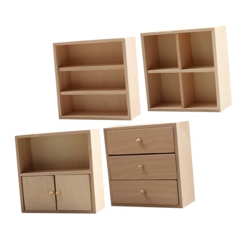 TOYANDONA 4 Stück Miniaturmöbel Set aus Holz Puppenhaus Möbel für DIY Realistische Miniatur Kommode und Bücherregal für Kreative Dekoration im Miniaturhaus TOYANDONA 4 Stück Miniaturmöbel Set aus Holz Puppenhaus Möbel für DIY Realistische Miniatur Kommode und Bücherregal für Kreative Dekoration im Miniaturhaus von TOYANDONA