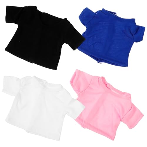TOYANDONA 4 Stück Teddybären-T-Shirt Puppe verkleiden Sich Kleidung tragen Und kompaktes Puppenkostüm Kleine Puppenkleidung wiederverwendbares Puppenkleid Stoff von TOYANDONA