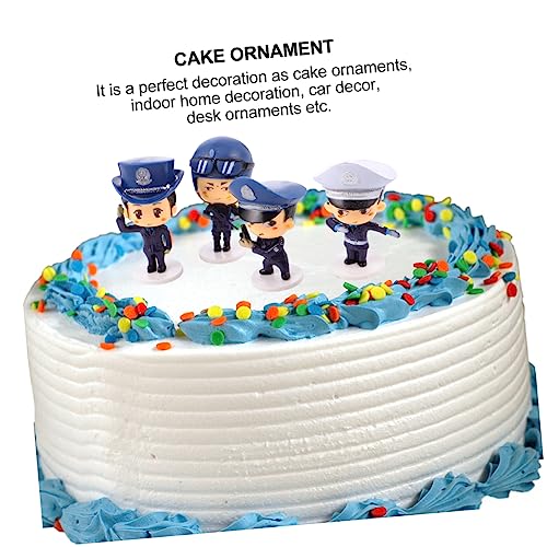 TOYANDONA 4 Stück Teiliges Polizei Figuren Cake Topper Tortendeko für Kindergeburtstag Bunte Bruchsichere Polizeifiguren als Kuchenornamente und Kinderzimmerdeko von TOYANDONA