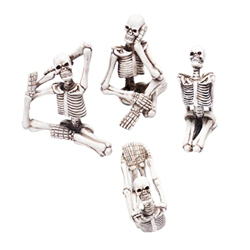 TOYANDONA 4 Stück Teiliges Yoga Skelett Dekorationsset aus Hochwertigem Harz für Halloween Gruselige Tischornamente zur Schaffung Schaurigen für Partys und Veranstaltungen von TOYANDONA
