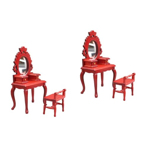 TOYANDONA 4 Stück Vintage Kommode Hocker 1/12 Miniaturmöbel Vintage Eitelkeit Schminktisch Modelle Kinderkommode Puppenmöbel Mini-Stühle hölzern Ornamente Möbelset von TOYANDONA