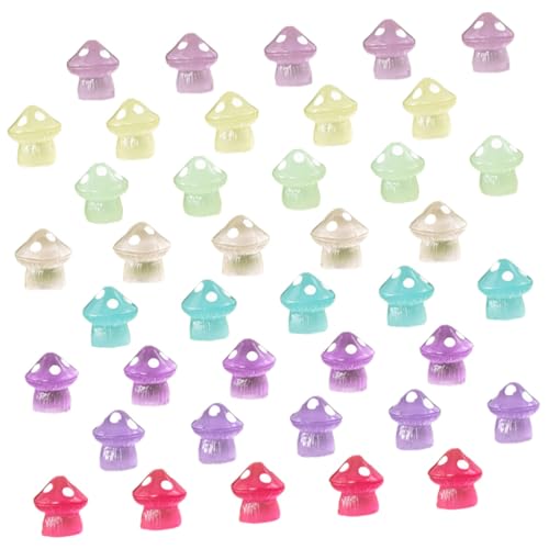 TOYANDONA 40stücke Miniatur Leuchtende Pilzfiguren Glow in The Dark Deko Für Mikrolandschaften Kreative Resin-Pilze Für Garten Und Tischdekoration in Farben Für Partys von TOYANDONA