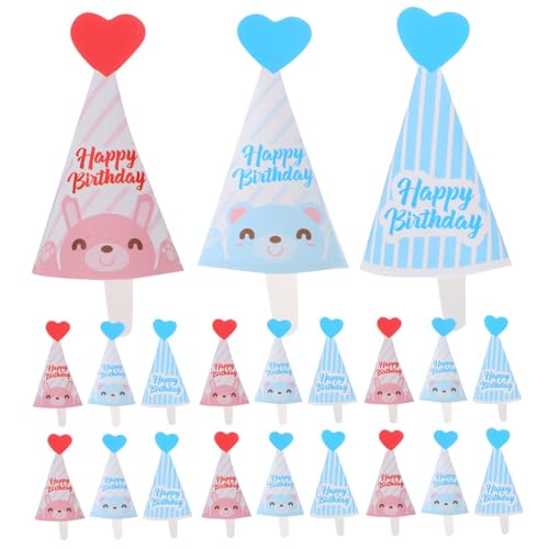 TOYANDONA 45 Stück Teiliges Cupcake Birthday Toppers Bunte Papier Mini Hüte Stabile Geburtstagsdeko für Kindergeburtstag Shower Cartoon Stil Einfache Anwendung von TOYANDONA
