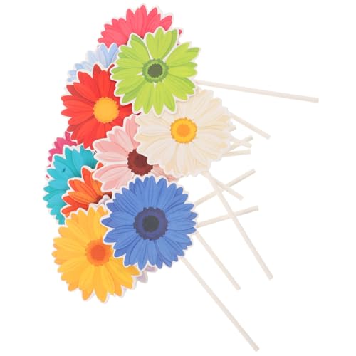 TOYANDONA 48 Stück Babyparty Kuchendekoration „Happy Birthday“ Kuchenspieße Gänseblümchen Blumen Kuchenaufsatz Picker Blumendekorationen Für Partys Süße Kuchenaufsätze Papierblumen von TOYANDONA