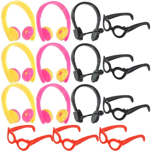 TOYANDONA 4er-Set Winzige Brillen Puppen-Headset-Dekorationen Mini-kopfhörer Für Kinderspielzimmer von TOYANDONA