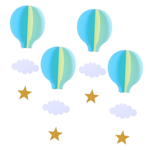 TOYANDONA 4pcs Papier Girlande 3D Heißluftballon Form hängenden Heißluftballon für Partydekorationen Decke Fenster Wand Hängende Deko von TOYANDONA