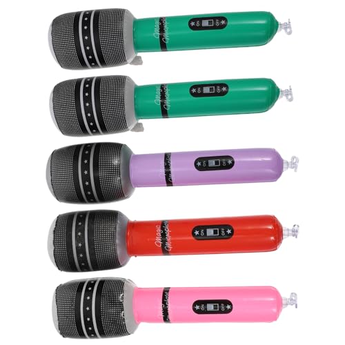 TOYANDONA 5 Stück Aufblasbares Mikrofon Requisit Teiliges PVC für Bühnenauftritte Geburtstag Party Leicht Tragbar Robust und Realistisch Gestaltet Zufällige Farbe von TOYANDONA