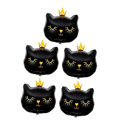 TOYANDONA 5 Stück Cartoon-tierballons Geburtstag Katzenballon Pastell Luftballons Mit Katzentieren Haustier Folienballons Für Katzen Folienballon Katze Szene Party Aluminiumfolie Black von TOYANDONA